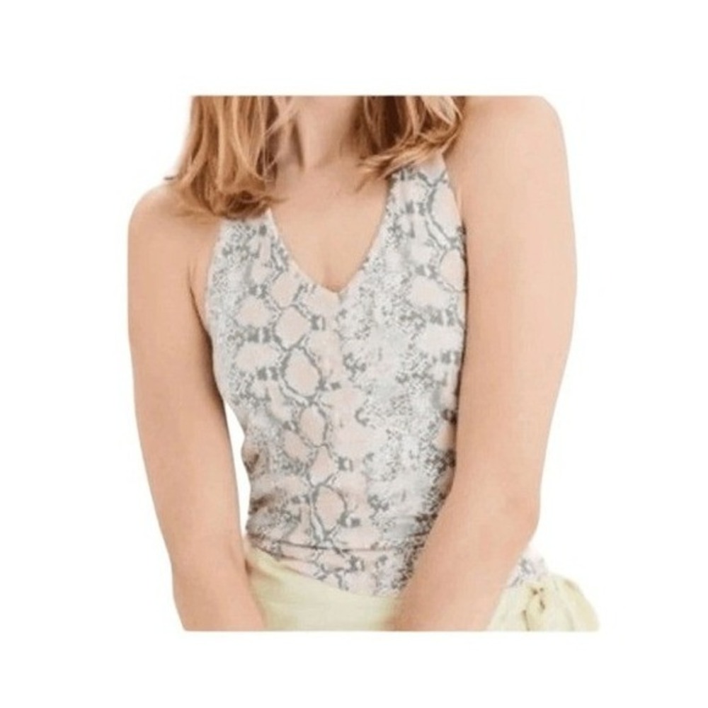 American Eagle Snakeskin Print Halter Top Pink‎ White Gray Cropped V-Neck M